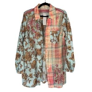 NWT Soft Surroundings Descansa Tunic Mixed Print Embroidered Size Large